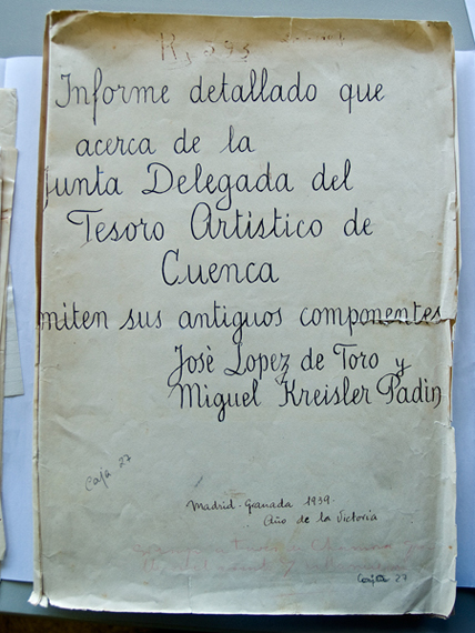 Detalle de documento de la Junta del Tesoro Artístico