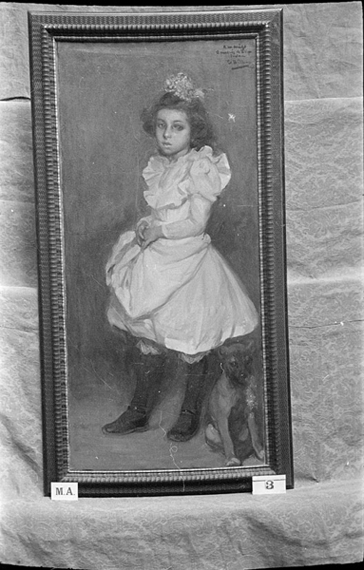 Retrato de niña de Gonzalo Bilbao, dedicado al Marqués de la Vega Inclán