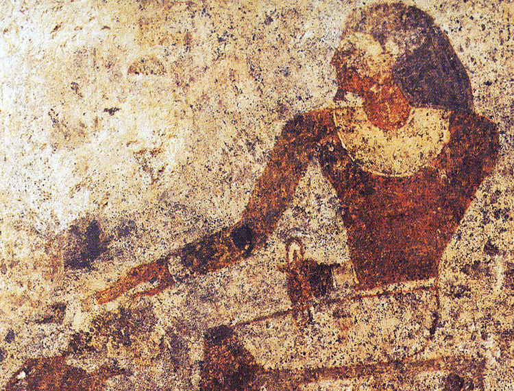 Detalle de pintura mural en el yacimiento de Heracleópolis Magna (Egipto)