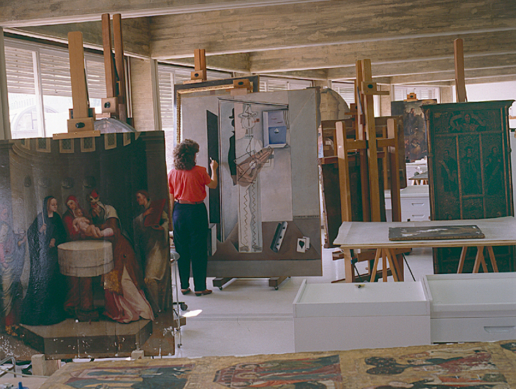 Taller de restauración de pintura de grandes formatos del IPCE en los años 90